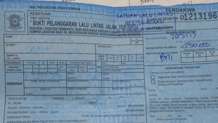 Jenis Surat Tilang